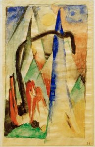 Horse in Landscape with Pointed Shapes by Franz Marc
