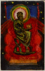 Seated Saint (Byzantine Saint), Postcard from Sindelsdorf to Wassily Kandinsky in Munich by Franz Marc