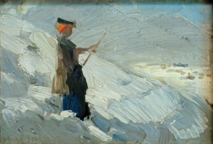 Standing Woman in Winter Landscape by Franz Marc