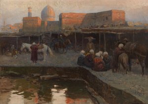 Caravanserai by Gur-e Amir in Samarkand by Franz Roubaud