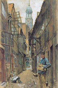 A Back Alley in Hamburg by Franz Skarbina