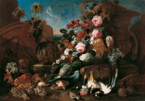Still Life with Flowers, Dead Birds, and Ruins