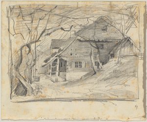 Farmstead under Bare Trees by Franz von Lenbach