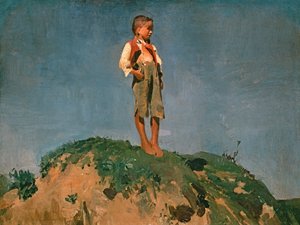 Shepherd Boy on a Grass Hill