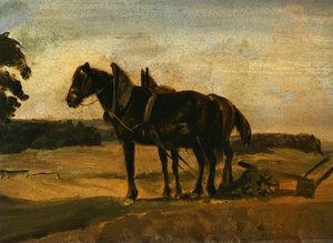 Horses in Front of the Plow by Franz von Lenbach