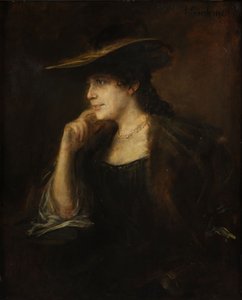 Portrait of a Young Lady with Fur Collar and Wide-Brimmed Hat