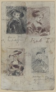 Three Copy Sketches after Peter Paul Rubens, One after Palma Vecchio (?) by Franz von Lenbach, Peter Paul Rubens
