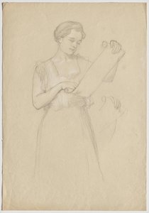 Girl Reading a Scroll by Franz von Matsch