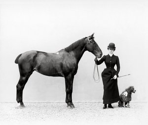 Portrait of Miss Walsh with a Horse and a Miniature Poodle at Villa di Montefonte, in the Poggio Imperiale Area of Florence