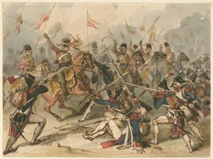 French Infantry and Russian Hussars in Combat at Austerlitz by Frédéric Goupil Fesquet