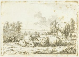 Landscape with Three Sheep and a Lamb by Frédéric Théodore Faber