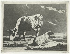 Landscape with Cow and Sheep by Frédéric Théodore Faber