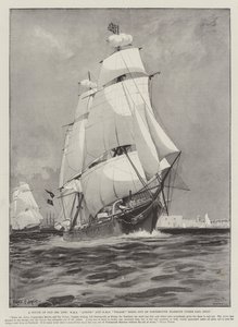 A Touch of Old Sea Life, HMS Active and HMS Volage Going out of Portsmouth Harbour under Sail Only