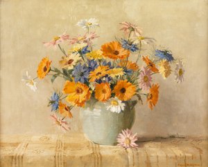 Love-in-a-Mist, Marigold, Oxeye Daisies