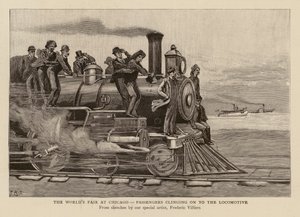 Passengers clinging on to the locomotive at World