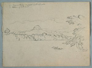 Cloud-capped South American Mountain Landscape Seen Beside a Bay, Part 1 by Frederic Edwin Church