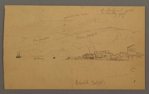 Bay with Houses, Mountains Behind, January 1868 by Frederic Edwin Church