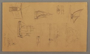 Boat Studies, Cloud Study, Two Buildings, possibly 1868 by Frederic Edwin Church