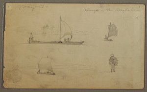 Bungoes: Sketches of Sailboats and Working Men, Along the Rio Magdalena, Colombia, May 1853 by Frederic Edwin Church