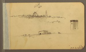 Church, Tower, House; Verso: Mountain Range, 1889 by Frederic Edwin Church
