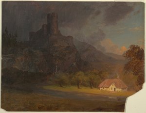 English Castle and Cottage, ca. 1844 by Frederic Edwin Church