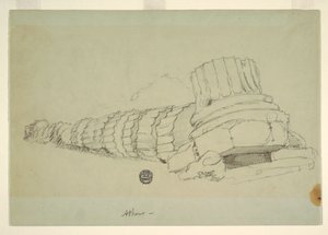 Fallen Column of the Temple of Olympian Zeus, Athens, April 1869 by Frederic Edwin Church