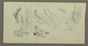 Figure Riding Camel, Figure Walking, Hillside, and Hilltop, possibly 1868 by Frederic Edwin Church