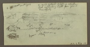 Figure Riding Camel, Figure Walking, Hillside, and Hilltop, possibly 1868 by Frederic Edwin Church