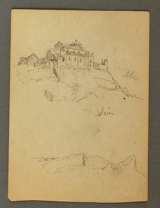Fortification of Clifftops, Sion, Rhone Valley, possibly 1868 by Frederic Edwin Church