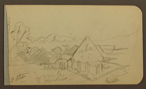 Garden, House, Cuautla; Verso: Church, Barn, Cuautla, February 1885 by Frederic Edwin Church