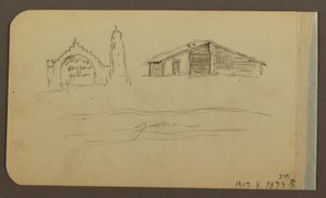 Garden, House, Cuautla; Verso: Church, Barn, Cuautla, February 1885 by Frederic Edwin Church