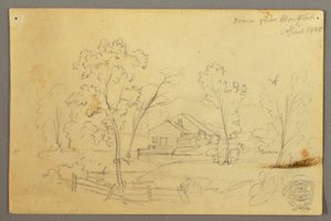 House in the Woods by a Stream, April 1845 by Frederic Edwin Church