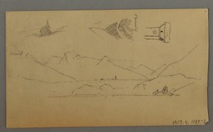 Medieval Castle, Two Towers, Figure Studies, near Thun, Possibly 1868 by Frederic Edwin Church