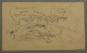Mountain Peaks, Two figures in a Rowboat, August 1868 by Frederic Edwin Church