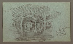 Mountain and its reflection on lake, possibly 1868 by Frederic Edwin Church