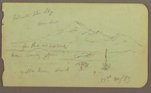 Popocatapel; Verso: Frieze on Texcoco Hotel, December 18, 1883 by Frederic Edwin Church
