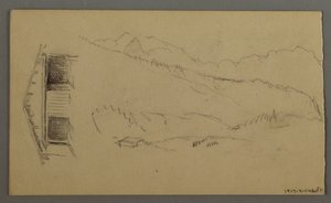 Rooftops, Gate, Mountain Peaks, August 1868 by Frederic Edwin Church