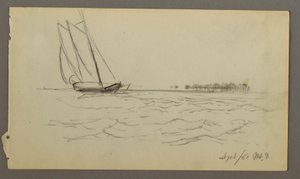 Sailboat Riding Waves, 1860 by Frederic Edwin Church