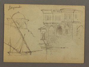 Sketches of a Domed Structure, Ship, and Stately House, January 1868 by Frederic Edwin Church