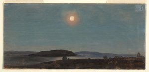 Sun or Moon Rising over Porcupine Islands, Bar Harbor, ca. 1860 by Frederic Edwin Church