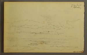 Sun Setting Behind Low Hills, 1845 by Frederic Edwin Church