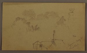 Trees, Figure, House Linstead, May 1865 by Frederic Edwin Church