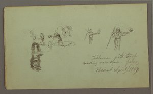Two Studies of Fishermen with Rods and Torches, April 1868 by Frederic Edwin Church