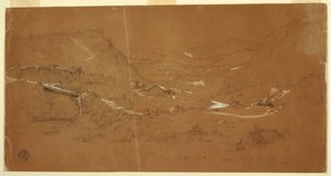 Valley with a Bridge and Houses, near Guaranda, Ecuador, June 5, 1857 by Frederic Edwin Church