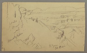View across the Hills and Plain toward the Mountains, Valley of El Yemen, February 1868 by Frederic Edwin Church