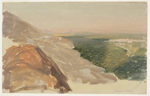 View of a plain with Damascus, Syria, from the mountains, May 1868 by Frederic Edwin Church
