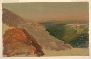 View of a plain with Damascus, Syria, May 1868 by Frederic Edwin Church
