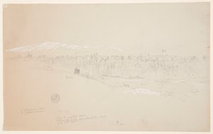 Village of Kuseiyeh, Mount Lebanon in the Distance, May 1868 by Frederic Edwin Church