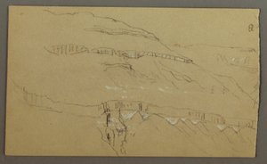 El Yemen Valley, Arabia: Rock Wall with the Upper Part Resembling a Row of Columns by Frederic Edwin Church