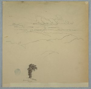Mountainous Landscape with a Setting Sun and a Tree, Jamaica by Frederic Edwin Church